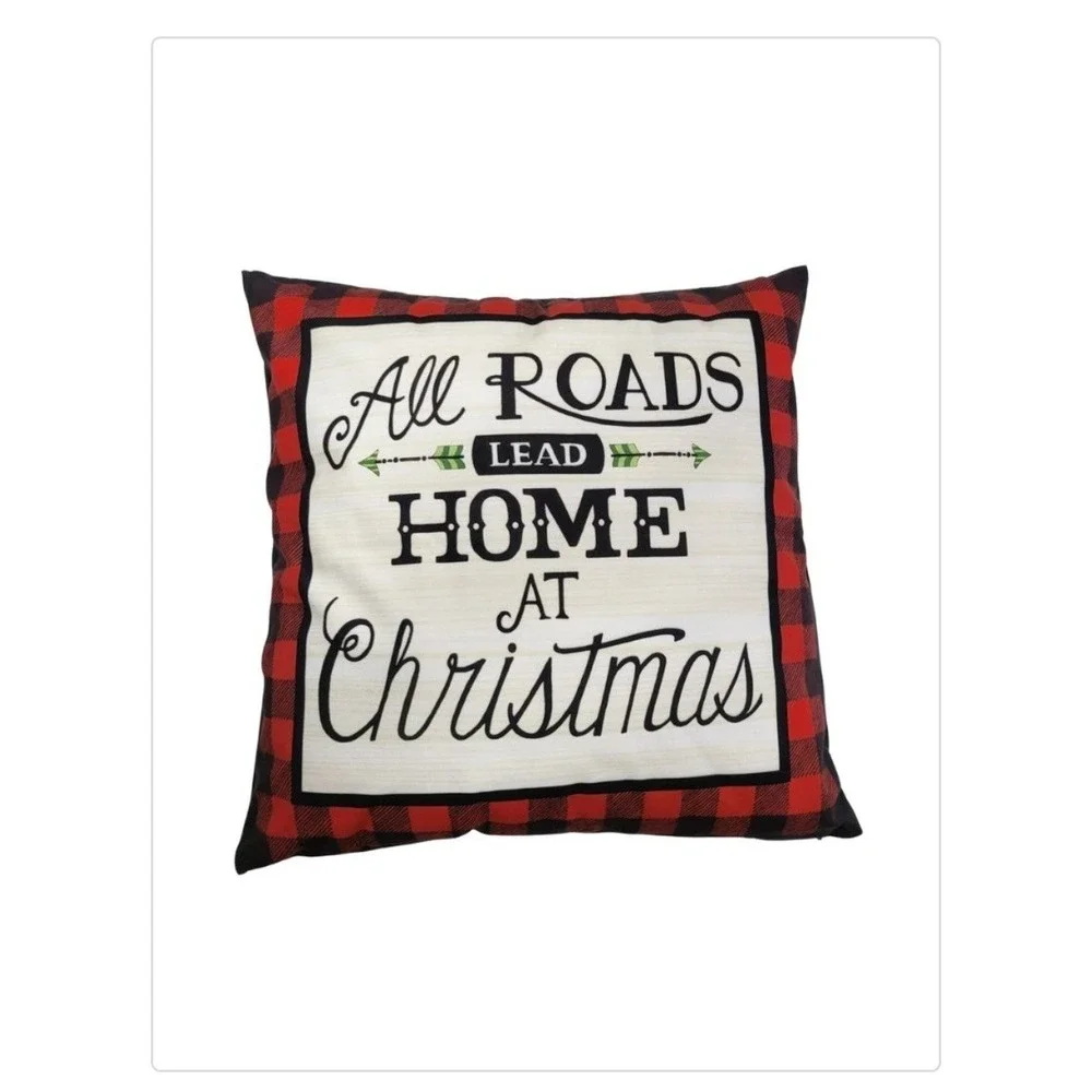 Virah Bella Accent Pillow Unisex 18x18 Red All Roads Lead Home‎ Christmas Plaid